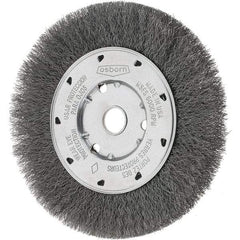 Osborn - 6" OD, 5/8" Arbor Hole, Crimped Steel Wheel Brush - 5/8" Face Width, 1-1/8" Trim Length, 0.008" Filament Diam, 6,000 RPM - Industrial Tool & Supply