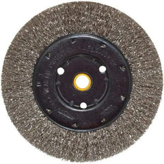 Osborn - 6" OD, 1/2 & 5/8" Arbor Hole, Crimped Stainless Steel Wheel Brush - 5/8" Face Width, 1-1/8" Trim Length, 0.0104" Filament Diam, 6,000 RPM - Industrial Tool & Supply