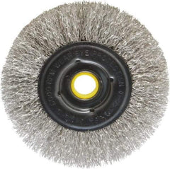 Osborn - 4" OD, 1/2 & 5/8" Arbor Hole, Crimped Stainless Steel Wheel Brush - 3/8" Face Width, 13/16" Trim Length, 0.0104" Filament Diam, 6,000 RPM - Industrial Tool & Supply