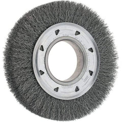 Osborn - 6" OD, 2" Arbor Hole, Crimped Steel Wheel Brush - 7/8" Face Width, 1" Trim Length, 0.0104" Filament Diam, 6,000 RPM - Industrial Tool & Supply