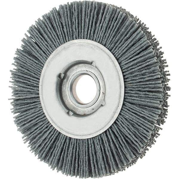 Osborn - 4" OD, 5/8" Arbor Hole, Crimped Nylon Wheel Brush - 5/8" Face Width, 3/4" Trim Length, 0.04" Filament Diam, 12,000 RPM - Industrial Tool & Supply