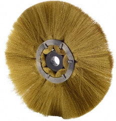 Osborn - 6" OD, 1/2" Arbor Hole, Crimped Brass Wheel Brush - 1/2" Face Width, 1-7/8" Trim Length, 0.005" Filament Diam, 4,000 RPM - Industrial Tool & Supply