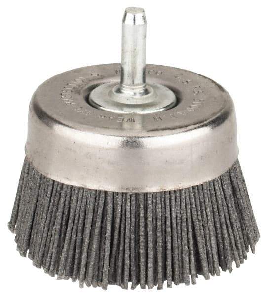 Osborn - 2-1/2" Diam, 1/4" Shank Straight Wire Silicon Carbide Cup Brush - Medium Grade, 1" Trim Length, 5,000 Max RPM - Industrial Tool & Supply