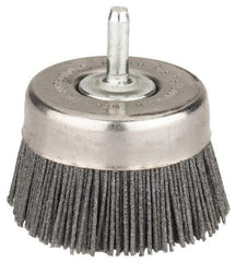Osborn - 2-1/2" Diam, 1/4" Shank Straight Wire Silicon Carbide Cup Brush - Medium Grade, 1" Trim Length, 5,000 Max RPM - Industrial Tool & Supply