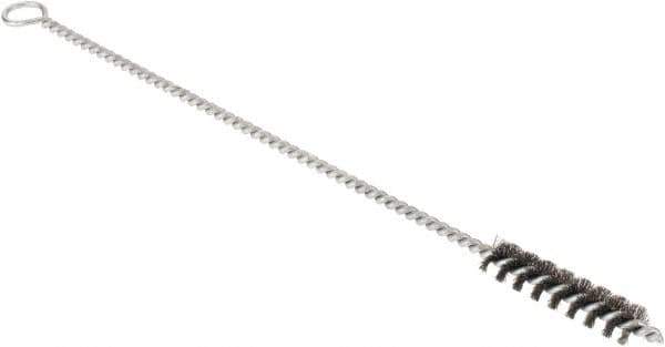 Osborn - 3/8" Diam Helical Steel Tube Brush - Single Spiral, 0.004" Filament Diam, 1-1/2" Brush Length, 8" OAL, 0.132" Diam Shank - Industrial Tool & Supply
