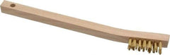 Osborn - 3 Rows x 7 Columns Brass Scratch Brush - 1-7/16" Brush Length, 7-3/4" OAL, 7/16" Trim Length, Wood Curved Handle - Industrial Tool & Supply