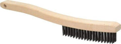 Osborn - 3 Rows x 19 Columns Steel Scratch Brush - 6" Brush Length, 13-11/16" OAL, 1-1/8" Trim Length, Wood Curved Handle - Industrial Tool & Supply