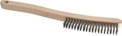 Osborn - 3 Rows x 19 Columns Stainless Steel Scratch Brush - 6" Brush Length, 13-11/16" OAL, 1-1/8" Trim Length, Wood Curved Handle - Industrial Tool & Supply