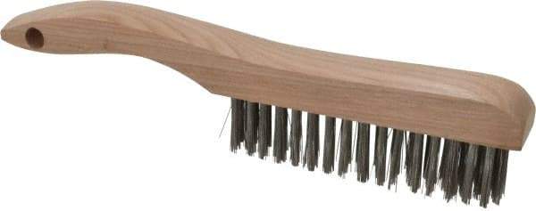 Osborn - 4 Rows x 16 Columns Stainless Steel Scratch Brush - 5-1/4" Brush Length, 10" OAL, 1-1/8" Trim Length, Wood Shoe Handle - Industrial Tool & Supply