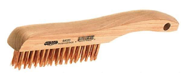 Osborn - 4 Rows x 16 Columns Bronze Scratch Brush - 5-1/4" Brush Length, 10" OAL, 1-1/8" Trim Length, Wood Shoe Handle - Industrial Tool & Supply