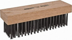 Osborn - 6 Rows x 19 Columns Steel Scratch Brush - 7-1/4" Brush Length, 1-11/16" Trim Length, Wood Straight Handle - Industrial Tool & Supply