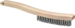 Osborn - 4 Rows x 18 Columns Steel Plater's Brush - 5-3/4" Brush Length, 13-1/4" OAL, 1" Trim Length, Wood Curved Handle - Industrial Tool & Supply