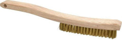 Osborn - 4 Rows x 18 Columns Brass Plater's Brush - 5-3/4" Brush Length, 13-1/4" OAL, 1" Trim Length, Wood Curved Handle - Industrial Tool & Supply