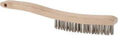 Osborn - 4 Rows x 18 Columns Stainless Steel Plater's Brush - 5-3/4" Brush Length, 13-1/4" OAL, 1" Trim Length, Wood Curved Handle - Industrial Tool & Supply