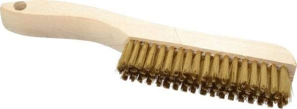 Osborn - 4 Rows x 18 Columns Brass Plater's Brush - 4-3/4" Brush Length, 10" OAL, 1" Trim Length, Wood Shoe Handle - Industrial Tool & Supply