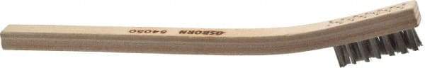 Osborn - 3 Rows x 7 Columns Stainless Steel Scratch Brush - 7/16" Brush Length, 7-1/2" OAL, 7/16" Trim Length, Wood Toothbrush Handle - Industrial Tool & Supply