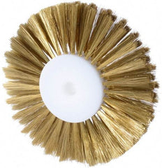Osborn - 6" OD, 1/2" Arbor Hole, Brass Wheel Brush - 15/16" Face Width, 2-1/2" Trim Length, 0.006" Filament Diam, 3,600 RPM - Industrial Tool & Supply