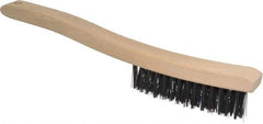 Osborn - 3 Rows x 14 Columns Steel Scratch Brush - 13-3/4" OAL, 1-1/2" Trim Length, Wood Curved Handle - Industrial Tool & Supply