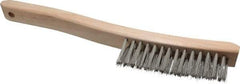Osborn - 3 Rows x 14 Columns Stainless Steel Scratch Brush - 13-3/4" OAL, 1-1/2" Trim Length, Wood Curved Handle - Industrial Tool & Supply