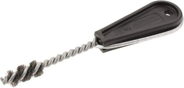 Osborn - 1" Long x 1/2" Diam Steel Tube End Fitting Brush - 6-3/8" OAL, 0.008" Wire Diam - Industrial Tool & Supply