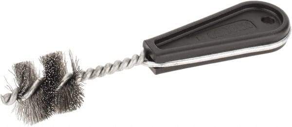 Osborn - 1-1/4" Long x 1-9/64" Diam Steel Tube End Fitting Brush - 6-3/8" OAL, 0.0104" Wire Diam - Industrial Tool & Supply