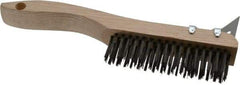 Osborn - 4 Rows x 16 Columns Steel Scratch Brush - 5-1/4" Brush Length, 10" OAL, 1-1/8" Trim Length, Wood Shoe Handle - Industrial Tool & Supply