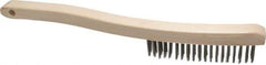 Osborn - 3 Rows x 19 Columns Stainless Steel Scratch Brush - 6" Brush Length, 13-3/4" OAL, 1-1/8" Trim Length, Wood Curved Handle - Industrial Tool & Supply