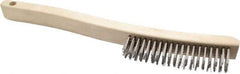 Osborn - 4 Rows x 19 Columns Stainless Steel Scratch Brush - 6" Brush Length, 13-11/16" OAL, 1-1/8" Trim Length, Wood Curved Handle - Industrial Tool & Supply