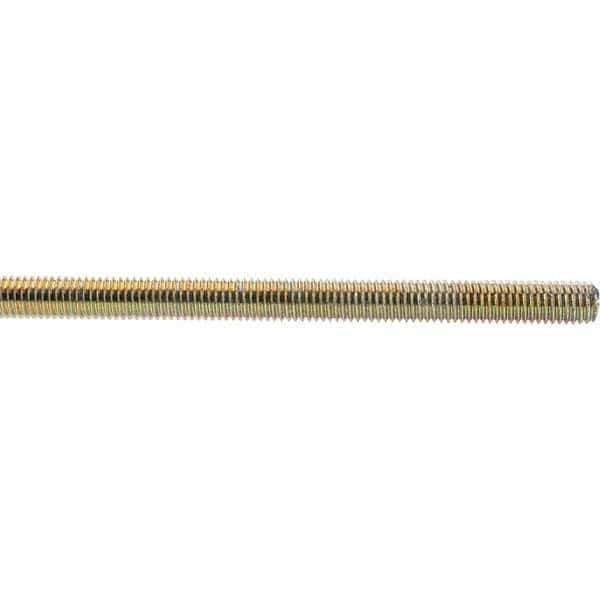 Value Collection - 1/2-13 UNC (Coarse), 3' Long, Low Carbon Steel Threaded Rod - Yellow Zinc-Plated Finish, Right Hand Thread - Industrial Tool & Supply