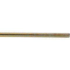 Value Collection - 1/2-13 UNC (Coarse), 3' Long, Low Carbon Steel Threaded Rod - Yellow Zinc-Plated Finish, Right Hand Thread - Industrial Tool & Supply