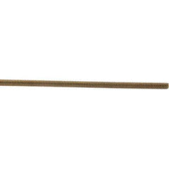Value Collection - 5/16-18 UNC (Coarse), 3' Long, Low Carbon Steel Threaded Rod - Yellow Zinc-Plated Finish, Right Hand Thread - Industrial Tool & Supply
