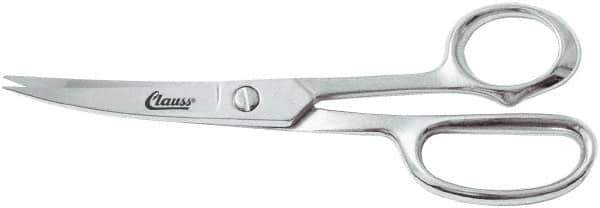 Clauss - 5" LOC, 8-1/2" OAL Chrome Plated Curved Shears - Steel Offset Handle, For Paper, Fabric - Industrial Tool & Supply