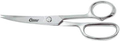 Clauss - 5" LOC, 8-1/2" OAL Chrome Plated Curved Shears - Steel Offset Handle, For Paper, Fabric - Industrial Tool & Supply