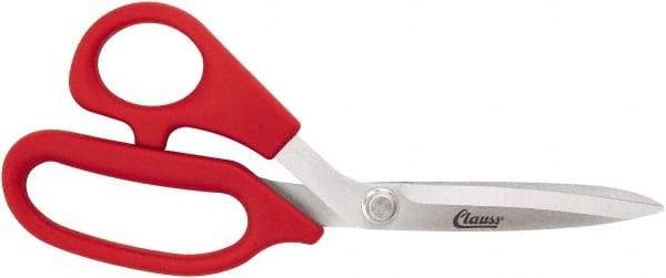 Clauss - 5" LOC, 8-1/4" OAL Stainless Steel Bent Shears - Left Hand, Offset Handle, For Paper, Fabric - Industrial Tool & Supply