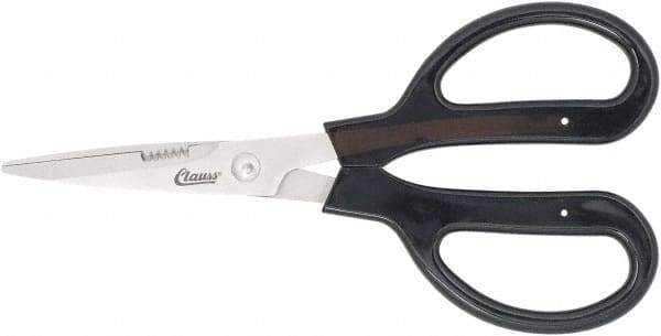 Clauss - 4" LOC, 9-1/4" OAL Stainless Steel Blunt Point Trimmers - Serrated, Plastic Handle, For Paper, Fabric - Industrial Tool & Supply