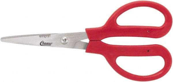 Clauss - 4" LOC, 7" OAL Stainless Steel Dubbed Trimmers - Serrated, Plastic Handle, For Paper, Fabric - Industrial Tool & Supply