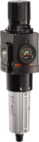 ARO/Ingersoll-Rand - 3/4" NPT Port Heavy Duty 1 Piece Filter/Regulator FRL Unit - Metal Bowl, 236 SCFM, 250 Max psi, 14.689" High x 4.091" Long, Automatic Drain - Industrial Tool & Supply