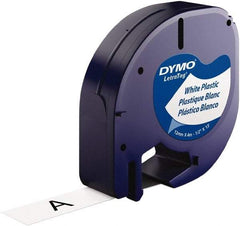 Dymo - 1/2" Wide x 156" Long, Black on White Plastic Label Printer Cartridge - For DYMO Letratag Printers - Industrial Tool & Supply