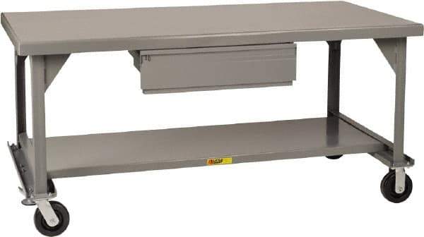 Little Giant - Mobile Workbench - 7 Gauge Steel, Fixed Leg, Gray, 72" Long x 36" Deep x 34" High - Industrial Tool & Supply