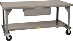 Little Giant - Mobile Workbench - 7 Gauge Steel, Fixed Leg, Gray, 72" Long x 30" Deep x 34" High - Industrial Tool & Supply