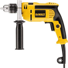 DeWALT - 120 Volt 1/2" Keyed Chuck Electric Hammer Drill - 0 to 47,600 BPM, 0 to 2,800 RPM, Reversible, Pistol Grip with Side Handle - Industrial Tool & Supply