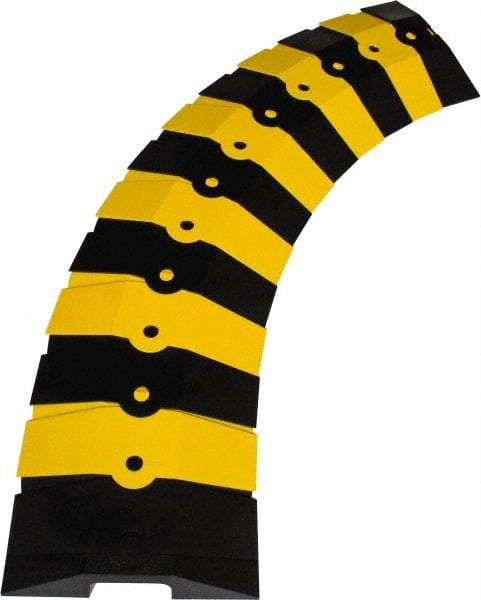 UltraTech - 1 Channel, 3 Ft Long, 3/4" Max Compatible Cable Diam, Yellow/Black ABS On Floor Cable Cover - 9-3/4" Overall Width x 1-3/8" Overall Height, 3" Channel Width x 3/4" Channel Height - Industrial Tool & Supply