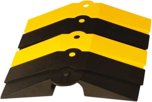 UltraTech - 1 Channel, 1 Ft Long, 1-1/2" Max Compatible Cable Diam, Yellow/Black ABS On Floor Cable Cover - 13-5/8" Overall Width x 2-1/8" Overall Height, 3" Channel Width x 1-1/2" Channel Height - Industrial Tool & Supply