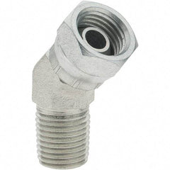 Value Collection - Steel Industrial Pipe 45° Elbow Swivel Adapter - FNPSM x MNPTF - Industrial Tool & Supply