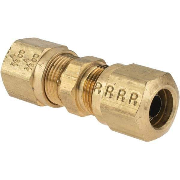 Parker - 3/8" OD, Brass Union - 150 Max Working psi, Comp x Comp Ends - Industrial Tool & Supply