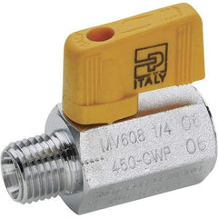 Parker - 1/2" Pipe, Brass Miniature Ball Valve - Male x Female Ends, Wedge Handle - Industrial Tool & Supply