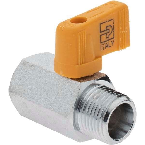 Parker - 3/8" Pipe, Brass Miniature Ball Valve - Male x Female Ends, Wedge Handle - Industrial Tool & Supply
