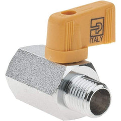 Parker - 1/4" Pipe, Brass Miniature Ball Valve - Male x Female Ends, Wedge Handle - Industrial Tool & Supply