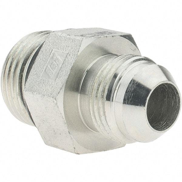 Value Collection - 1/2" Tube OD, 37° Steel Flared Tube Male Connector - 3/4-16 x 7/8-14 ORB, Flare x ORB Ends - Industrial Tool & Supply