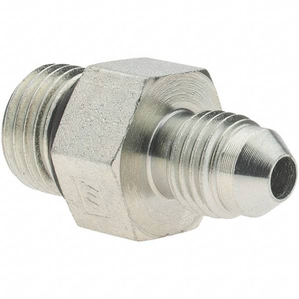 Value Collection - 1/4" Tube OD, 37° Steel Flared Tube Male Connector - 7/16-20 x 9/16-18 ORB, Flare x ORB Ends - Industrial Tool & Supply